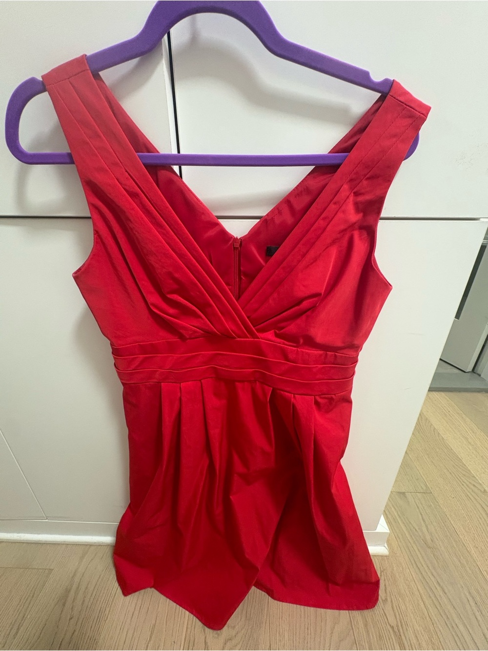 Nanette Lepore Red V-Neck Nanette Lepore Pleated Tank